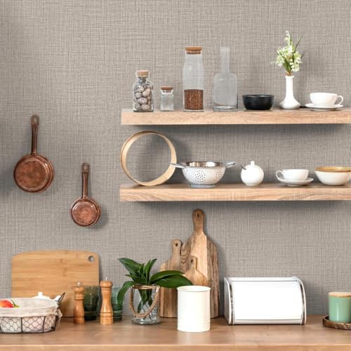wishFIRE Grasscloth Peel and Stick Wallpaper 15.7"X200" Khaki Contact Paper - Image 5