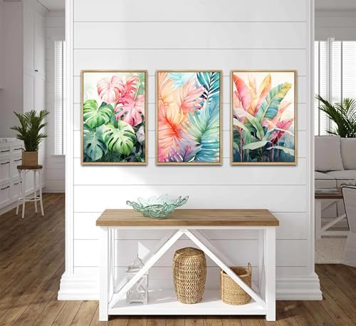 Uofnvrji 3pcs Tropical Botanical Monstera Leaves Canvas Wall Art - Image 4