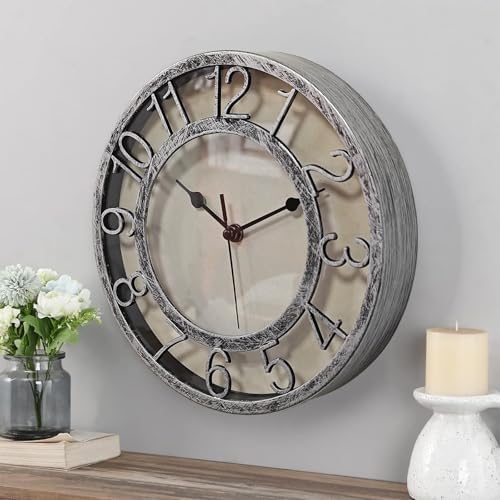 SAC SMARTEN ARTS 8" Silent Quartz Wall Clock Non-Ticking Digital Silver Clocks - Image 5