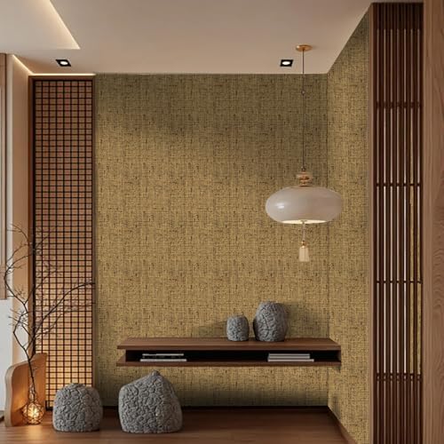 Brown Wallpaper Peel and Stick Removable Grasscloth Textured Contact Paper - Image 3