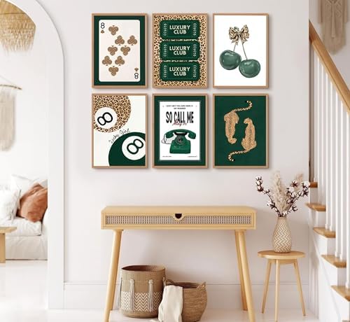 HHB 6Pcs Trendy Green Leopard Canvas Wall Art Unframed 8x10in - Image 6