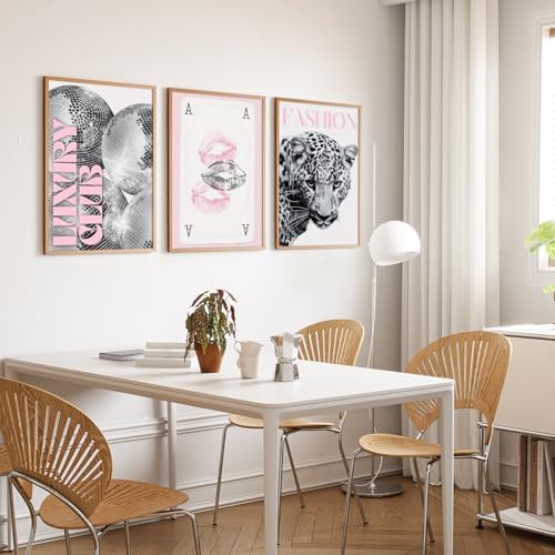 Pink Leopard Trendy Wall Art Cheetah Black White Canvas Wall Decor Fashion - Image 7