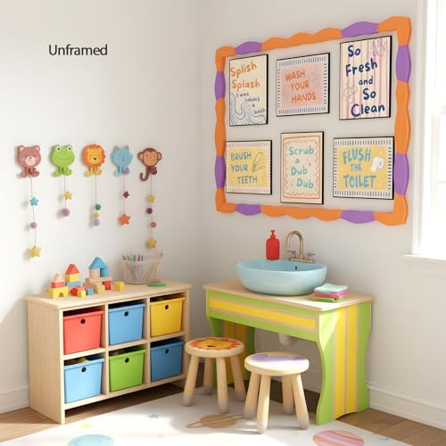 Funny Kids Quotes Bathroom Poster Set 6, Cute Wash Your Hands Toddler Sign Wall - Image 6