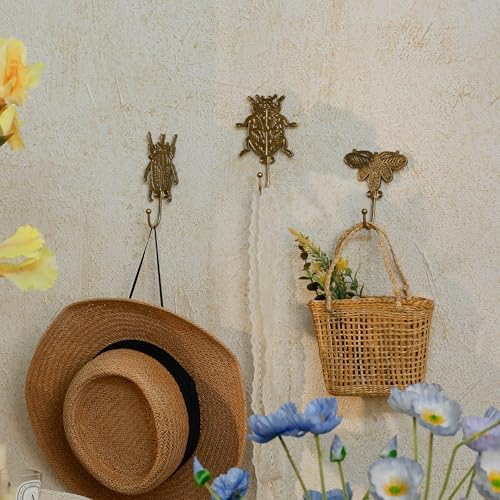 SOFFEE DESIGN Set of 3 Metal Insects Wall Hooks, Decorative Closet Organizer - Image 2