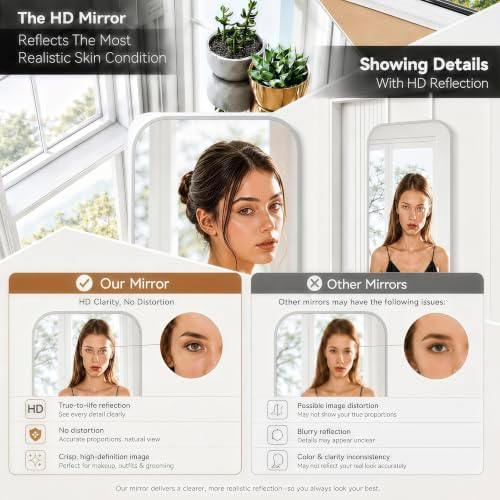 57x16" Full Length Mirror Floor Stand, Over the Door, Wall Mounted Silver - Image 5