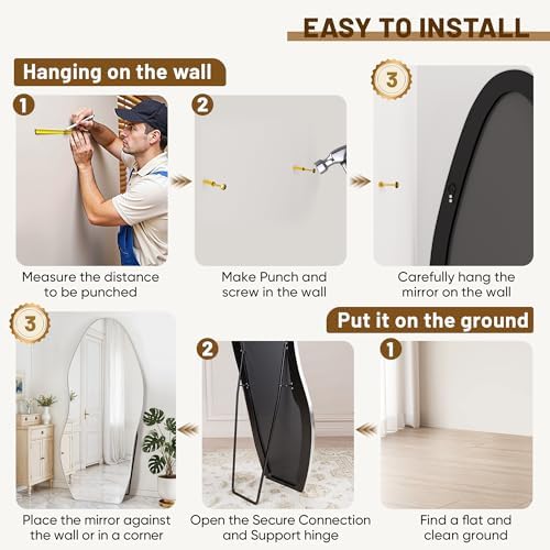 Antok Irregular Full Length Mirror, Standing Hanging Leaning Irregular Mirrors - Image 6