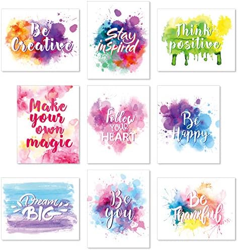 Outus Set of 9 Watercolor Inspirational Wall Art Prints by Outus