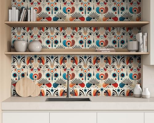 FLFK Vintage Wallpaper Peel and Stick Boho Abstract Botanical Wall Paper - Image 6