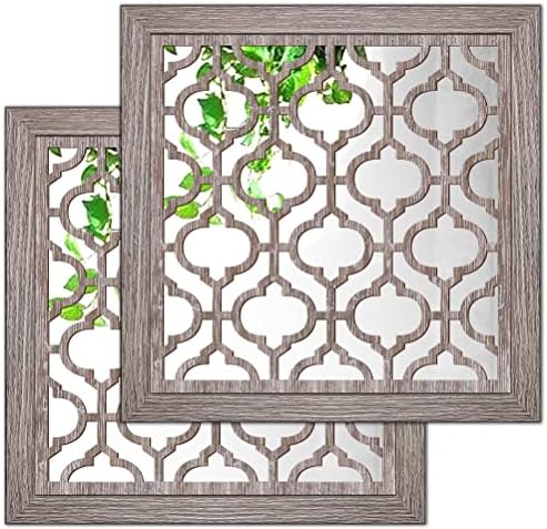 Yudarte 2pcs Set Square Moroccan Cutout Wall Mirror Decor by Yudarte