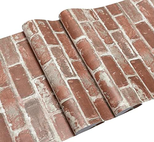 Hopeak Red Brick Wallpaper Self-Adhesive Peel and Stick Wallpaper Waterproof - Image 3