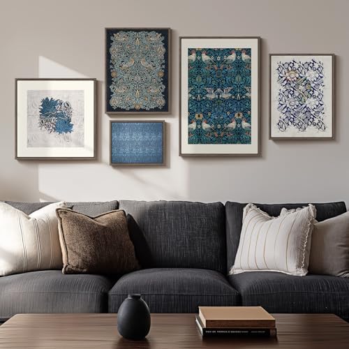 Framed William Morris Vintage Blue Canvas Wall Art by Cuspin