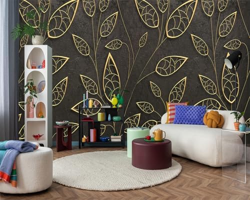 -Gold Leaf Backdrop Large Fabric Wallpaper Living Room Bedroom Bathroom Wall - Image 2
