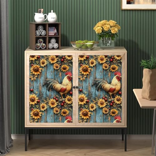 Peel and Stick Mural Sunflowers Rooster Removable Wallpaper 17.3"x118" Self - Image 2