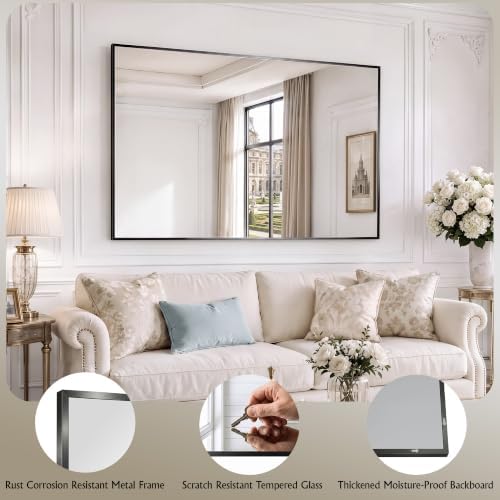 30"x30" Black Bathroom Mirror Wall Mounted - Image 4