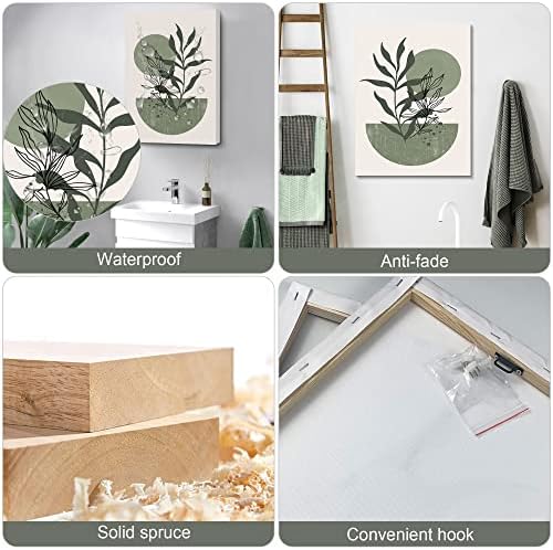 Sage Green Wall Posters & Prints, Minimalist Framed Wall Art Geometric Line - Image 6