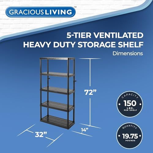 Gracious Living 5 Shelf Unit, Storage Shelves and Rack - Image 3