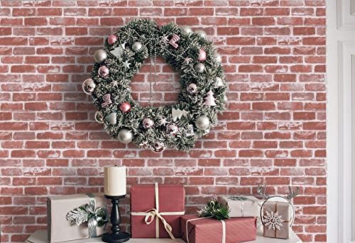 Timeet Red Faux Brick Wallpaper Peel and Stick Wallpaper 17.7" x 118.11" Self - Image 4