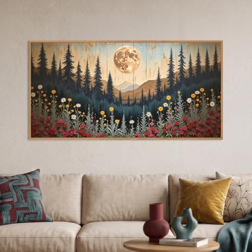 Vintage Moon Forest Framed Canvas Wall Art Set by Ausril