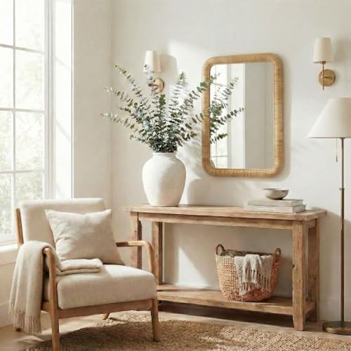 Barnyard Designs Rattan Wall Mirror Natural Honey - Image 3