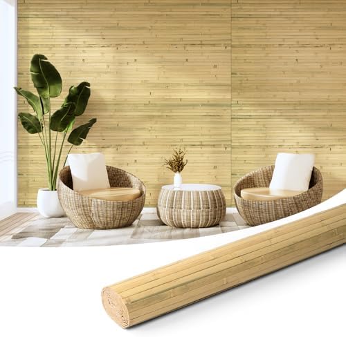 Art3d 48 x 96 in Pole Wrap Natural Bamboo Wall Panel by Art3d