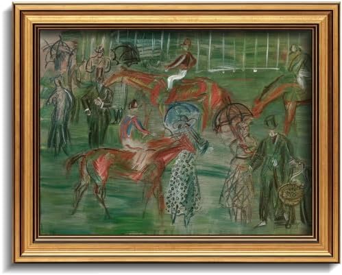Gold Framed 3D Textured Wall Art, Vintage Horse Racing Day Canvas Prints by Jesicatmin