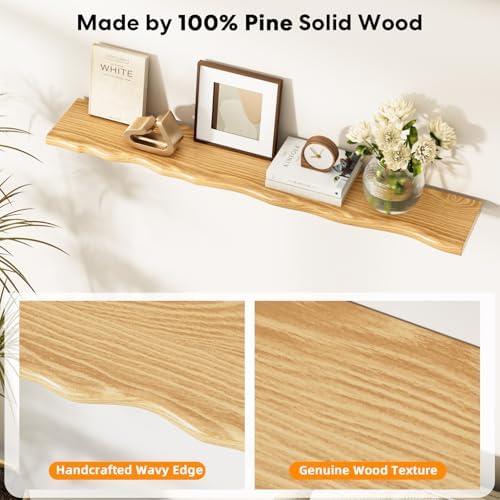 Organic Wavy Edge Floating Shelves, Hidden Brackets, 1 Pack 48 in - Image 4