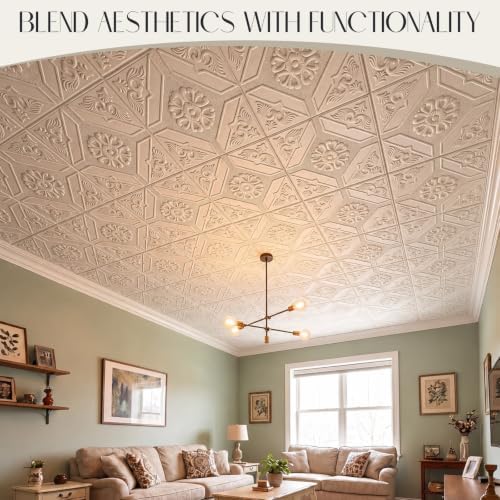 Nuanchu 40 Pcs 13.8 x 13.8 Inch Ceiling Tiles Peel and Stick - Image 6