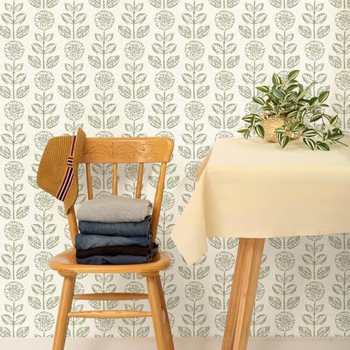 Wudnaye Floral Wallpaper Peel and Stick Boho Contact Paper 17.7in×118in - Image 6