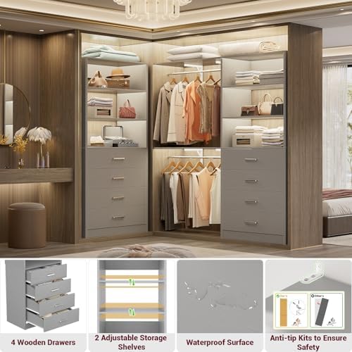 Aheaplus Closet Drawers System, 21.3" Wood Closet Organizer - Image 4