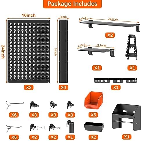 TORACK Metal Pegboard Wall Organizer 24x48 in, Tool Storage Pegboard - Image 4