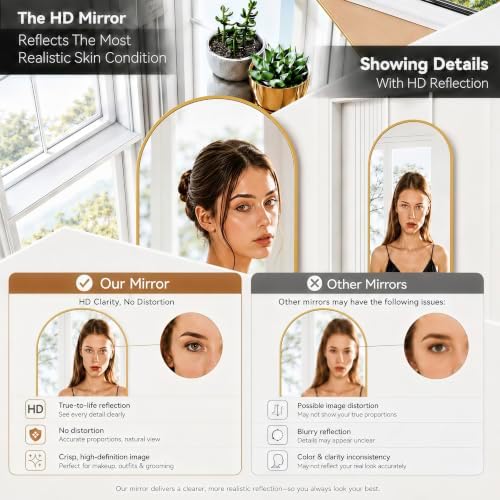 SCWF-GZ 47x14 Full Length Mirror Over the Door Hang or Wall Mounted Gold - Image 5