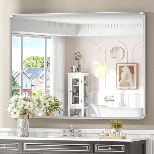 48x36 Inch Silver Bathroom Mirror by GOLOMO
