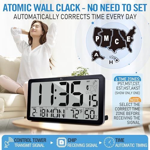 TXL Atomic Digital Wall Clock, Battery Operated - Image 2