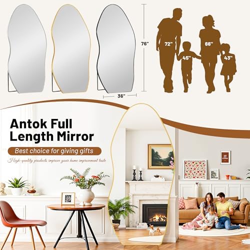 Antok Irregular Full Length Mirror, Standing Hanging Leaning Irregular Mirrors - Image 4