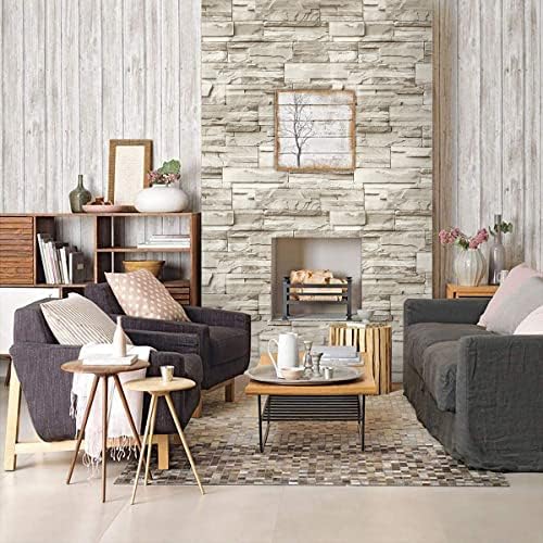 Jeweluck Faux Stone Wallpaper Peel and Stick Brick Wallpaper 17.7”×393.7” - Image 4