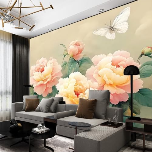 Poetic and Dreamlike Peony Flower Illustration Style self-Adhesive Murals - Image 5