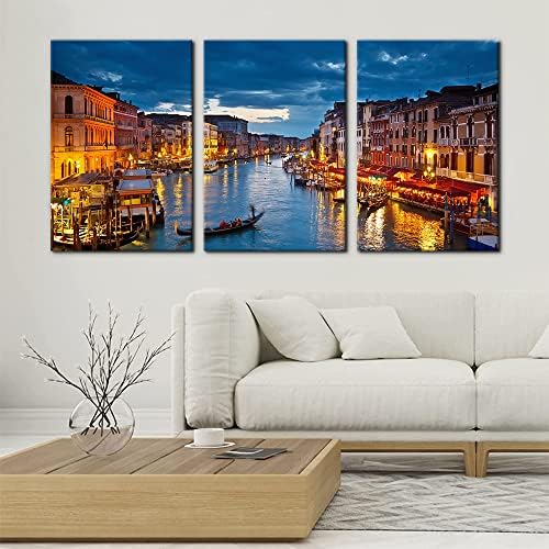 Pacimo 3 Piece Venice Night View Giclee Canvas Prints Wall Art Italy Venice - Image 2
