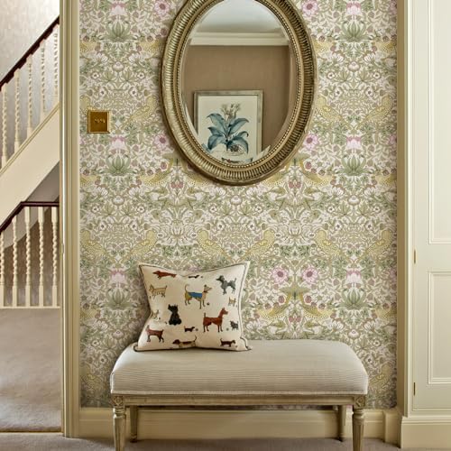 HueBurst William Morris Style Vintage Peel and Stick Wallpaper 17.7 x 800in by HueBurst