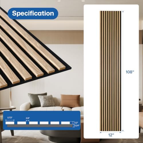 Yuzzy Wood Slat Wall Panel 6 Pack, Soundproof Wall Panels - Image 2