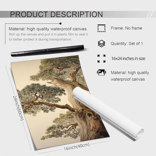 Vintage Japanese Pine Tree Wall Art Oriental Asian Tree Canvas Posters Japan - Image 2