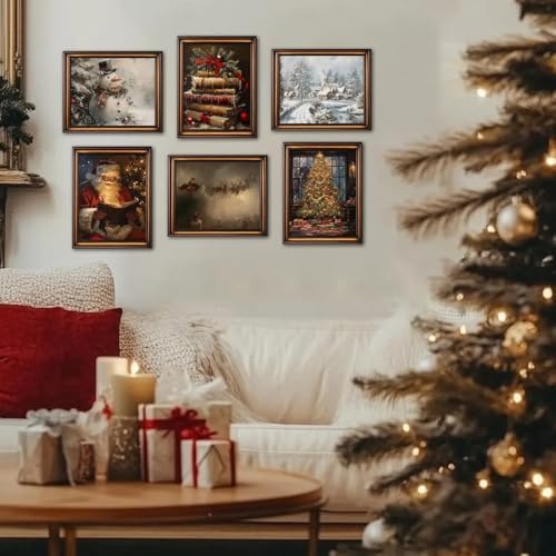 Vintage Christmas Santa Poster Set of 6, Santa Claus Pictures Wall Art - Image 6