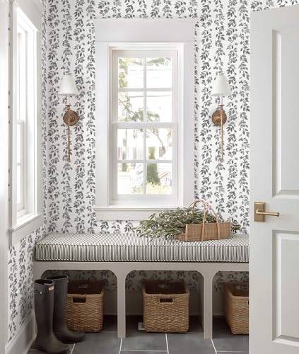 Heroad Grey Wallpaper Vintage Peel and Stick Wallpaper Leaf Contact Paper - Image 4