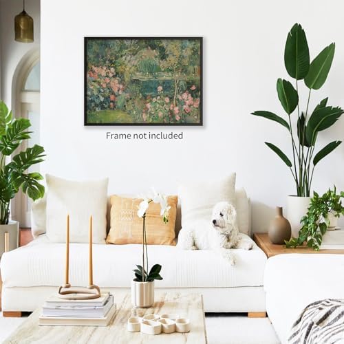 Haitunone Sage Green Scenery Garden Wall Art Landscape Botanical Wildflower - Image 5