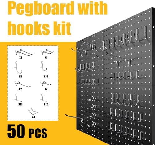 Spampur Peg Board, 4 Pack Metal Black Pegboard Panels - Image 5