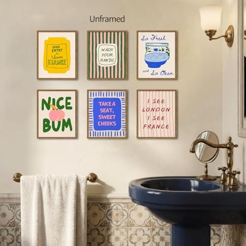 ZYANGZY Funny Quotes Sign Bathroom Poster Set of 6, Cute Wash Your Hands Toilet - Image 3