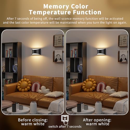 Black Modern LED Wall Sconce, 3 Colors Hardwired Wall Sconces Set of 2 - Image 5