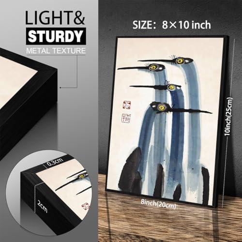 Vintage Japanese Crane Black Framed Poster Antique Asian Bird Canvas Wall Art - Image 3