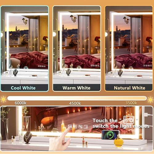 Hasipu Vanity Mirror with Lights and Bluetooth Speaker, Lighted Makeup Mirror - Image 4