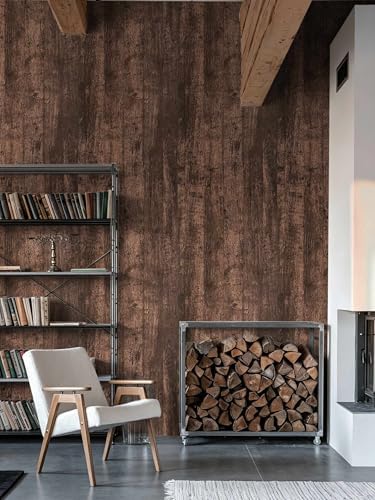 Dimoon315''x17.7" Wood Peel and Stick Wallpaper Removable Dark Brown Thicken - Image 4