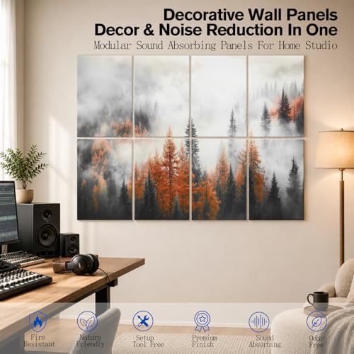 Peaudy 8-Pack Acoustic Panels Art: 48×32Inches Self-Adhesive Decorative - Image 4